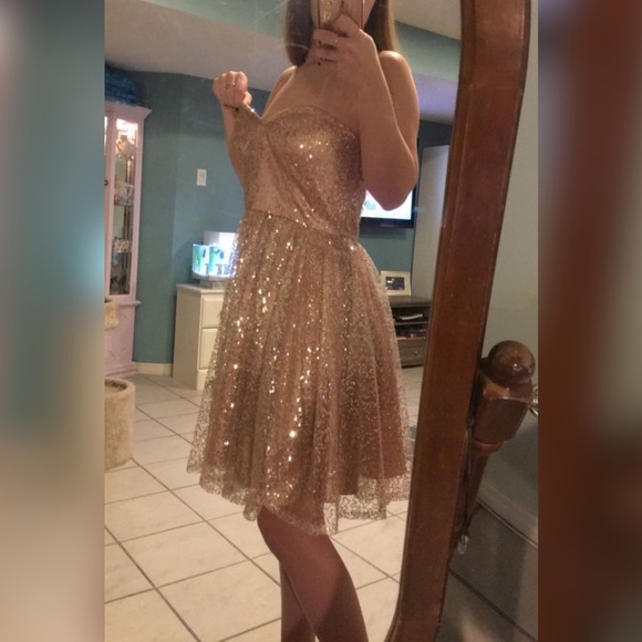 NWOT ModCloth Rose Gold Dress - Picture 2 of 7